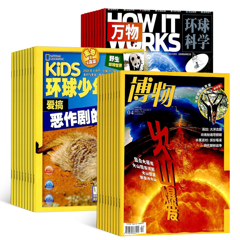 博物（1年共12期）+KiDS环球少年地理（1年共12期）+万物（1年共12期） 杂志订阅